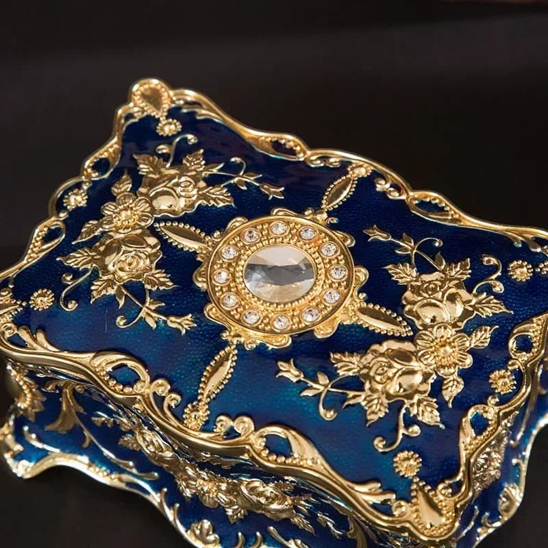 Boîte à bijoux de style européen, artisanat en métal, rétro, créatif, haut de gamme, bague, collier, petite boîte de rangement, cadeau