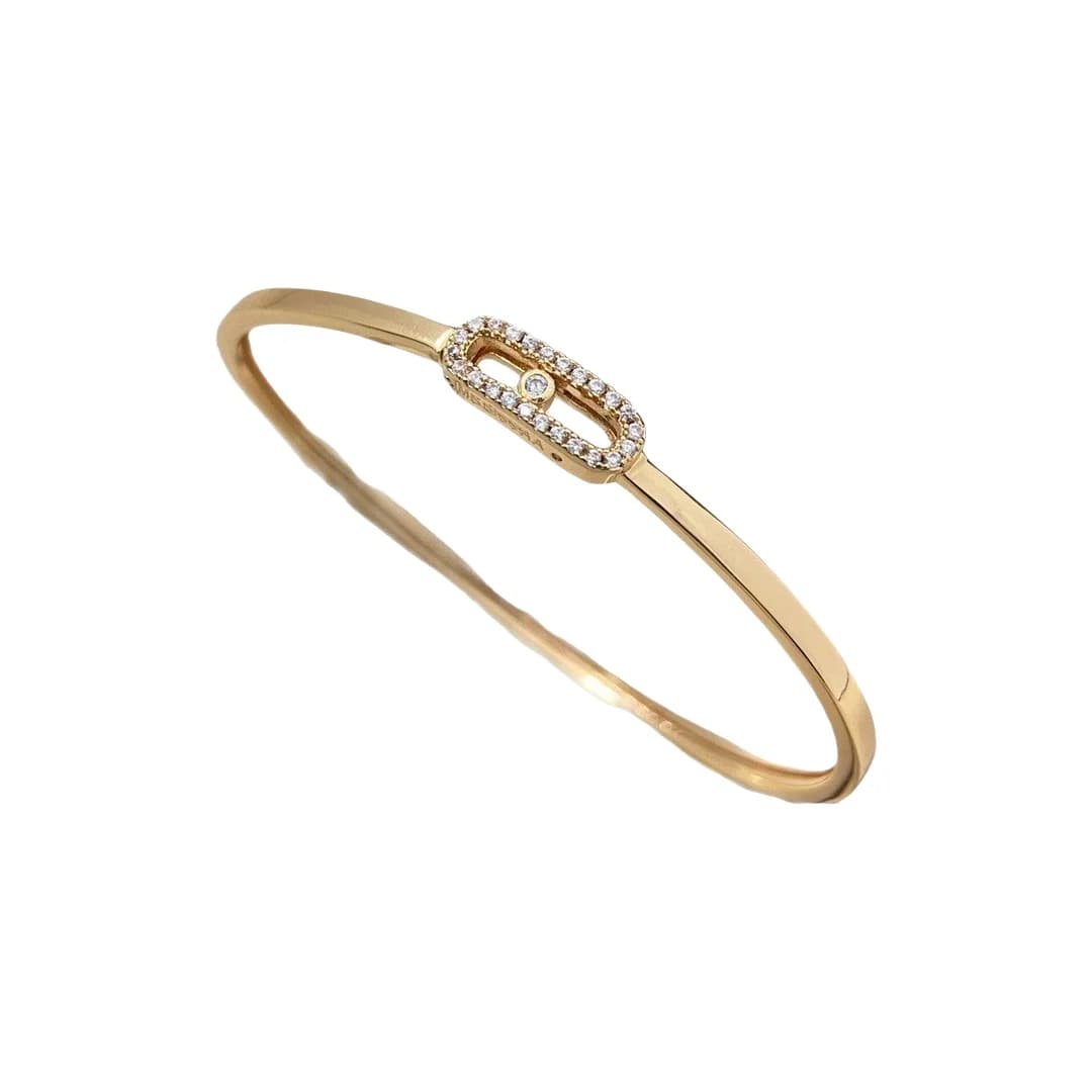 Bracelet coulissant serti de diamants MaiJia Move Series, bracelet simple et élégant pour femmes, bracelet entièrement serti de diamants, cadeau pour un anniversaire