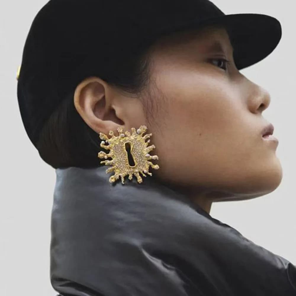 Boucles d'oreilles géométriques en strass brillant pour femmes, bijoux de marque à la mode, accessoires de déclaration pour dames
