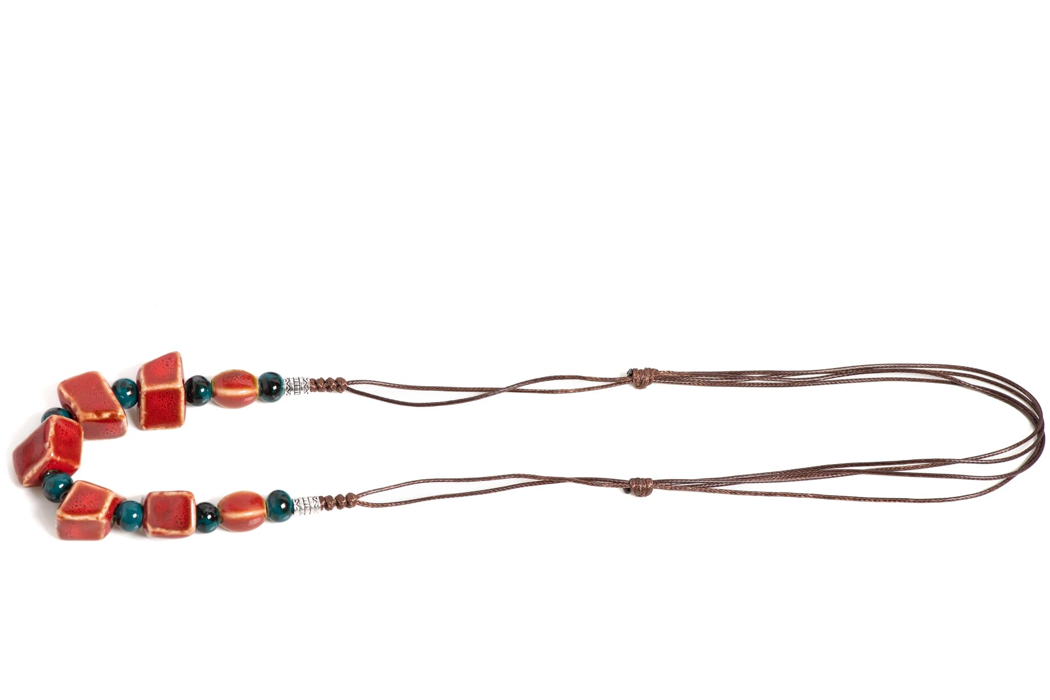 Collier en Céramique Géométrique Rouge