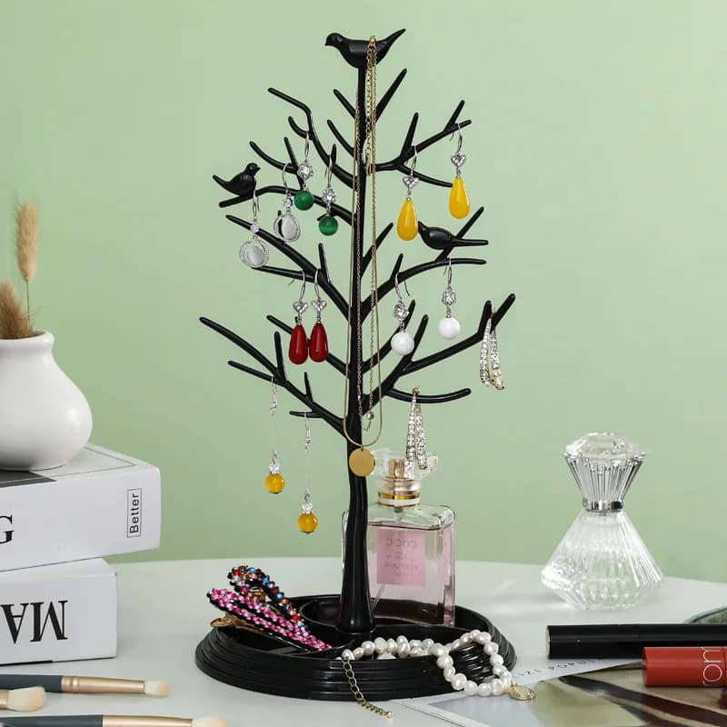 Présentoir à bijoux en forme d'arbre à oiseaux, porte-bijoux, ULde sauna, boucles d'oreilles, collier, évalué T1, ménage, spanTable, vitrine, cintre