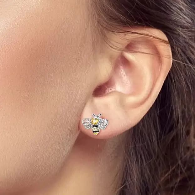 Boucles d'oreilles en argent 925 pour femmes, clou d'abeille Original, bijoux à la mode, cadeau pour filles