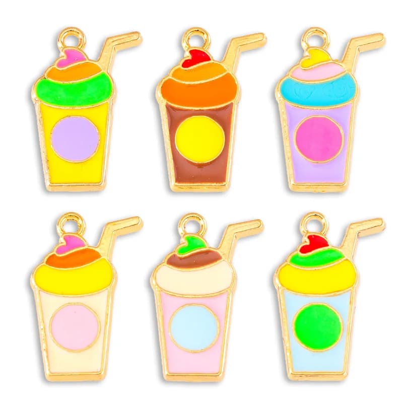 Pendentif à breloque multicolore en émail, thé au lait, pour la fabrication de bijoux, colliers, boucles d'oreilles, accessoires, résultats d'ornements de bracelets à faire soi-même, 10 pièces