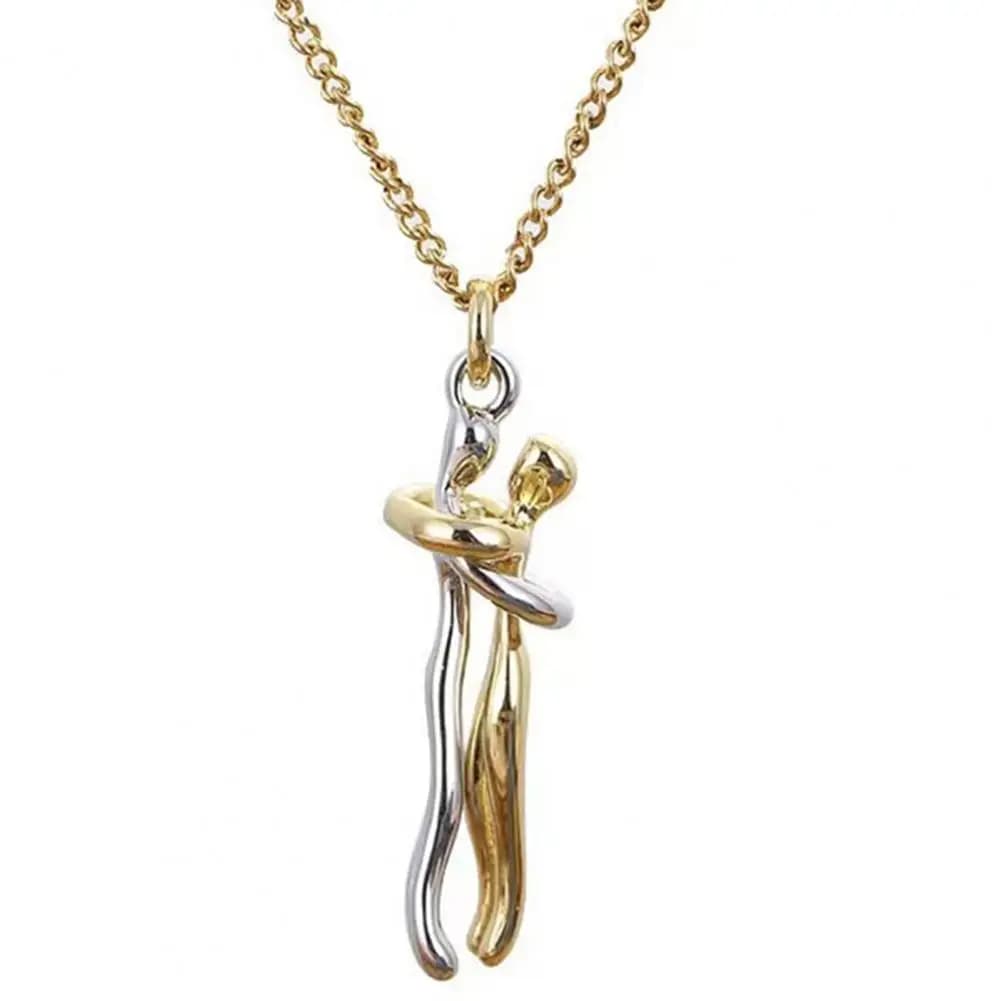 Hip Hop embrasser Couple pendentif collier réglable étreinte