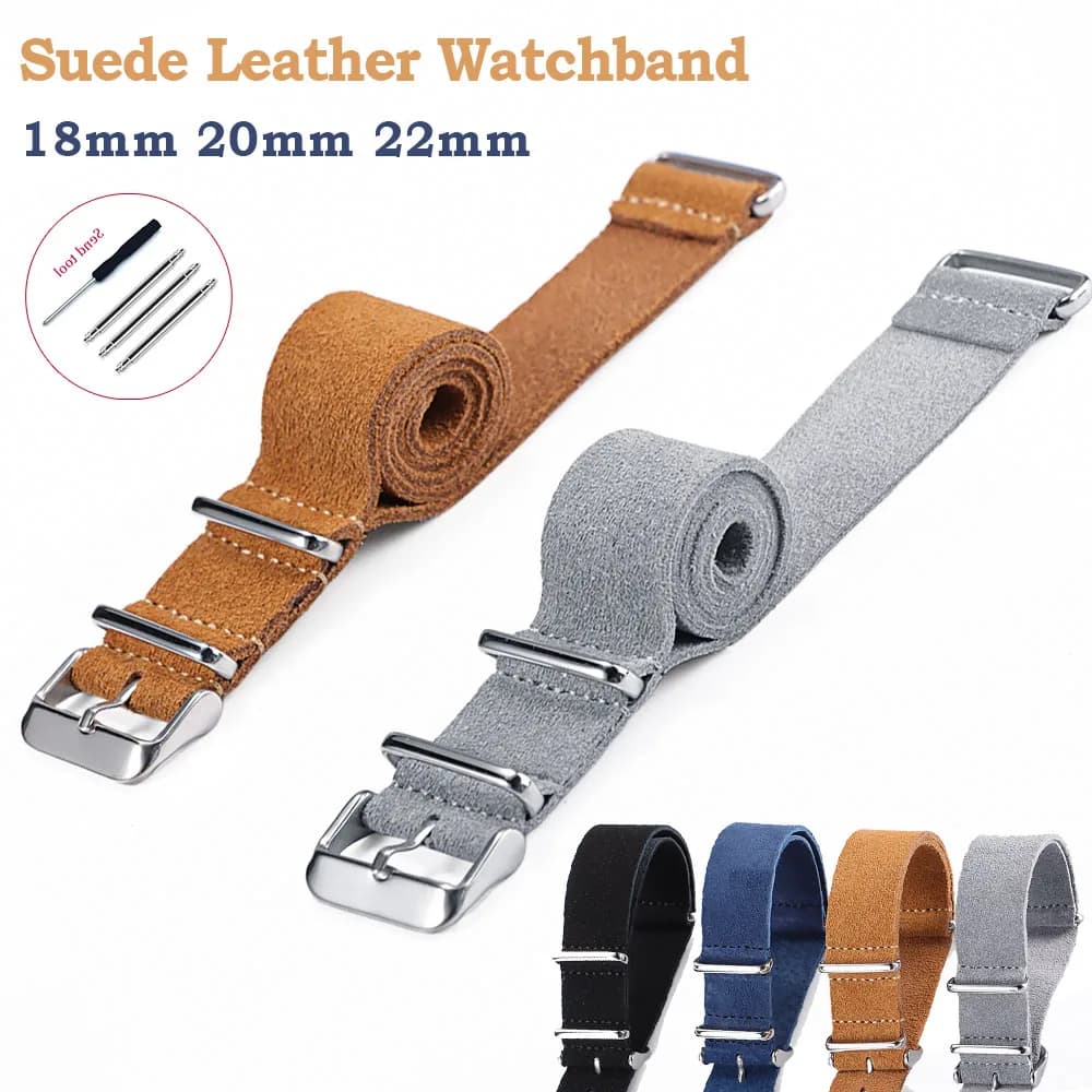 Bracelet en cuir suédé véritable pour Seiko pour Bracelet de montre Omega 18mm20mm24mm 22mm pour montre Huawei GT5 GT4 GT3 GT2 hommes femmes Bracelet
