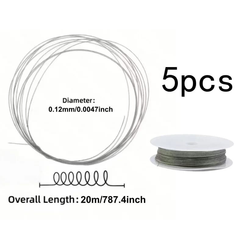 5 jeux de fils de diamant professionnels de 0.12mm, 20m, haute précision pour le traitement de la pierre de bijoux, bricolage
