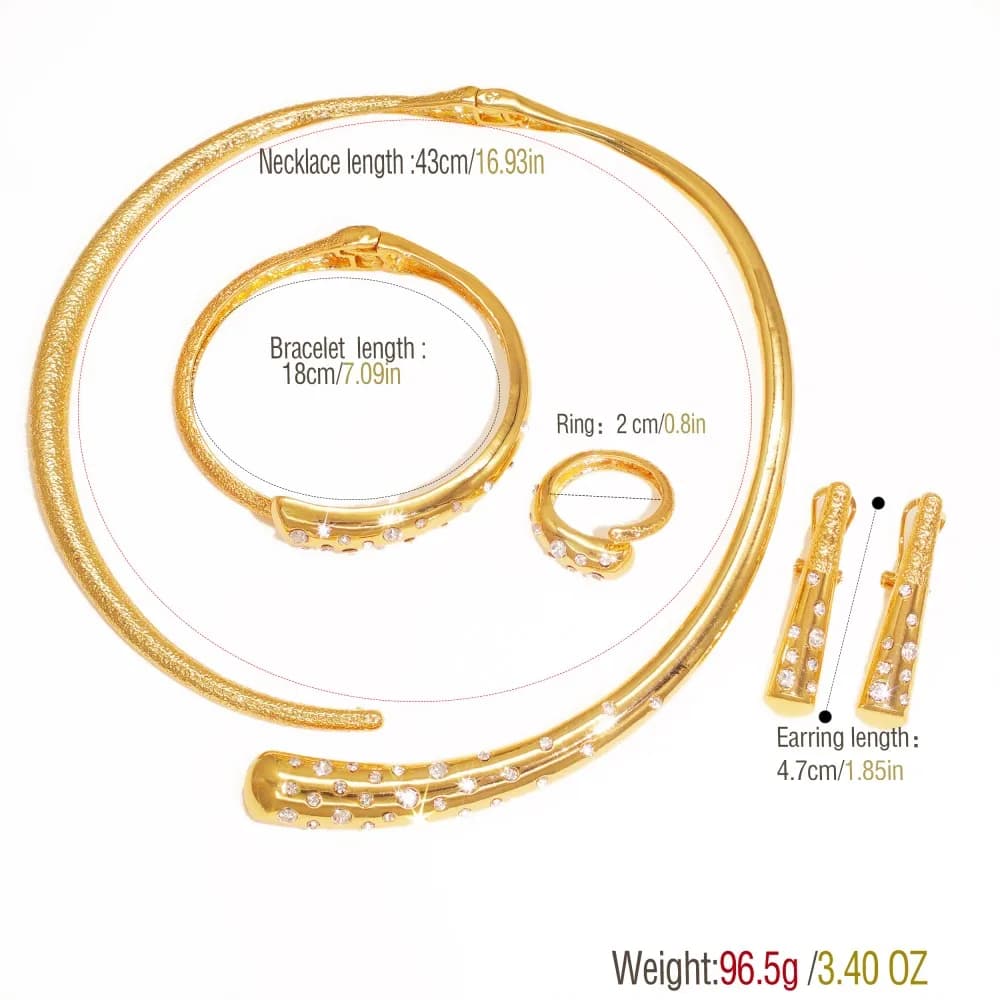 GZJPEI 2025 nouveau brillant Zircon ensemble de bijoux dubaï 18K plaqué or manchette ouverte Bracelet de luxe cubique zircone bijoux cadeau de fête