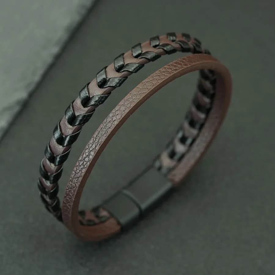 Bracelet en cuir Double couche pour hommes