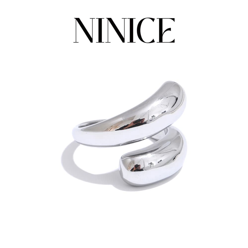 NiNice Style chaud en acier inoxydable métal lisse bague inhabituelle antirouille minimaliste arrivée Chic bijoux en gros