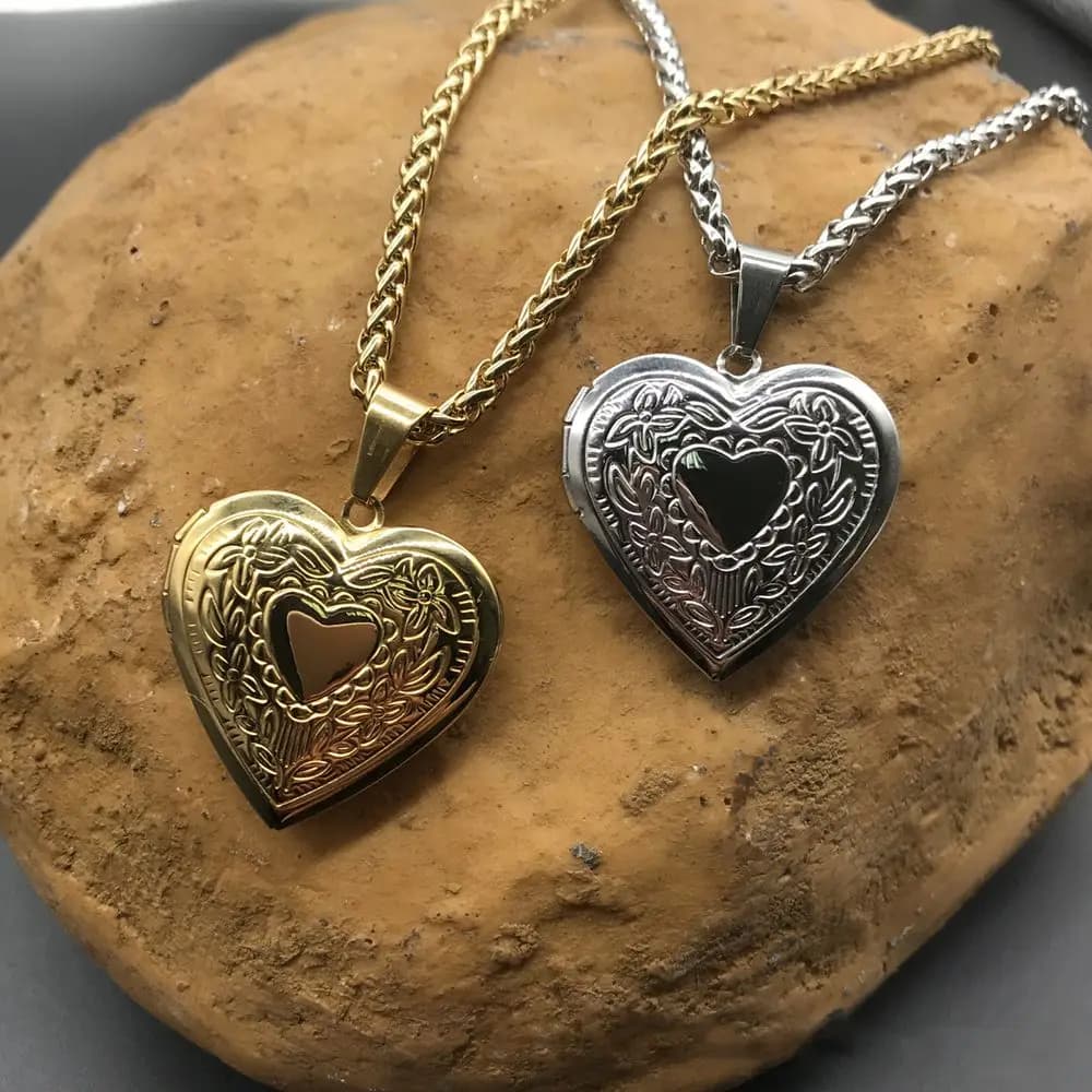 Collier avec pendentif en diamant en forme de cœur pour photos, pendentif romantique, personnalisé, Message Secret, amour, cadeau pour Couples