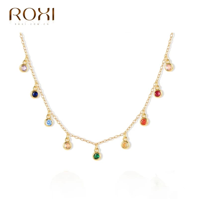 ROGHTS-Collier pendentif en perles de cristal arc-en-ciel pour femme, bijoux fantaisie luxueux, charmant, tour de cou