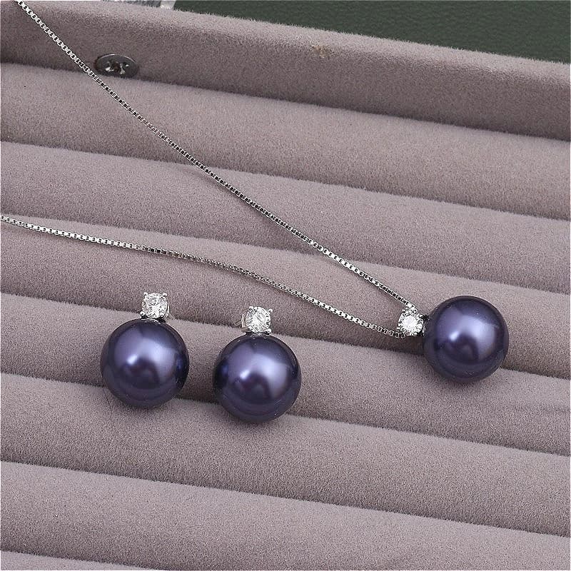 Nouvel ensemble de bijoux style Muillard : Boucles d'oreilles clous en perles françaises et collier en argent 925 plaqué platine, inaltérable, cadeau d'anniversaire pour petite amie
