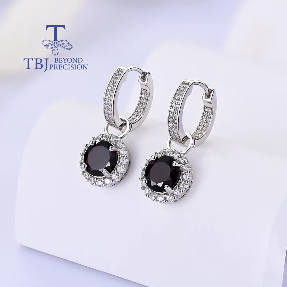 Boucles d'oreilles de luxe en pierre de naissance de janvier, grenat atural, bijoux fins en argent S925, vêtements d'anniversaire et de banquets pour dames