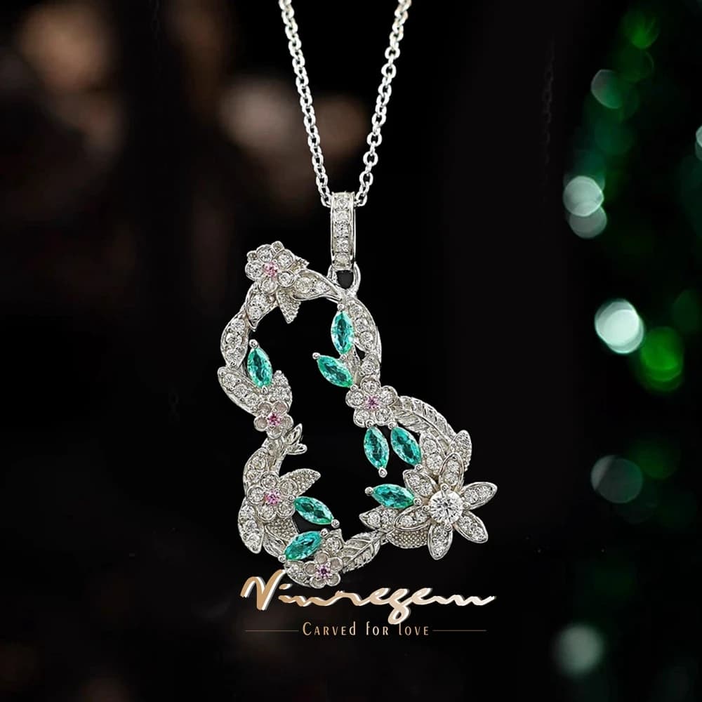 Colliers pendentifs vintage en tourmaline Paraiba et diamants à haute teneur en carbone Vinregem