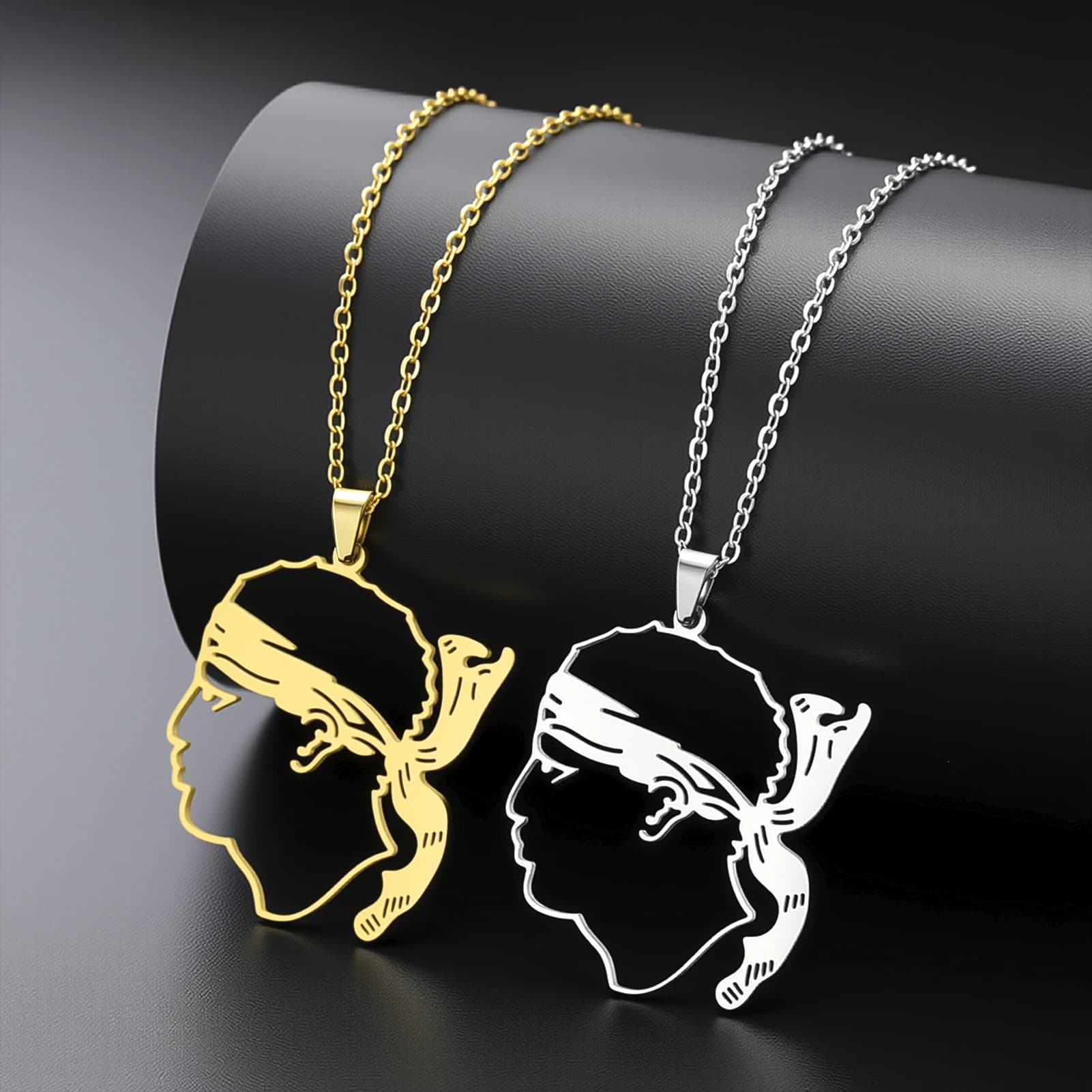 Collier drapeau Corse en acier inoxydable