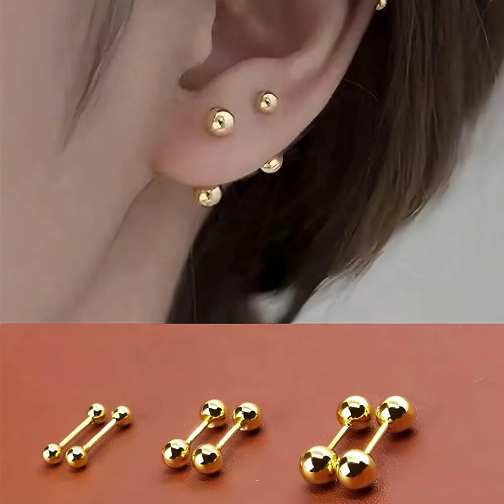 Ensemble de 6 boucles d'oreilles en acier chirurgical 16G (3/4/5mm), haltères et clous à vis 3 en 1, bijoux de perçage Helix/Tragus/Daith, hypoall