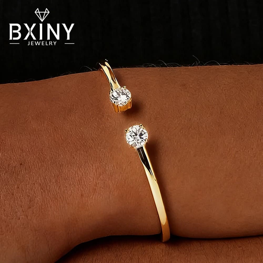 BXINY – bracelets Moissanite 2 pierres 5mm, plaqué argent 100% S925, or 18 carats, diamant, pour femmes, cadeau de fête, bijoux certifié GRA