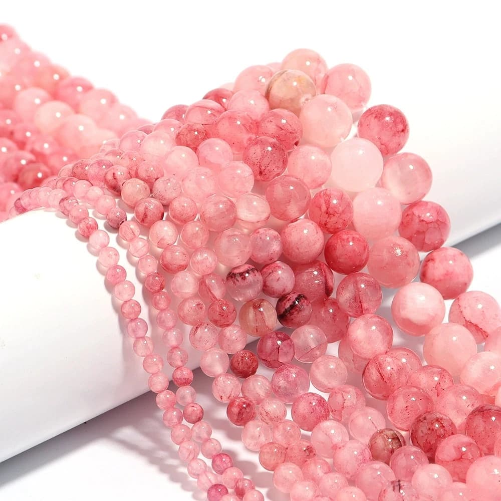 Pierre de Jade persan naturelle rose, 1 brin, 4/6/8/10/12mm, perle de gemme d'espacement ample pour la fabrication de bijoux, accessoires de collier et de bracelet à bricoler soi-même