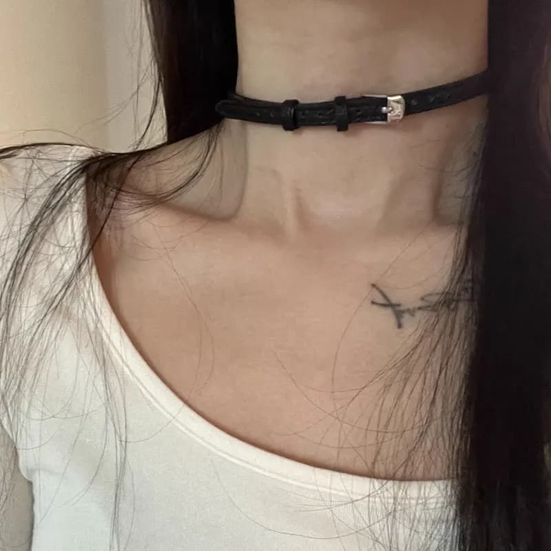 Collier gothique noir Vintage pour femmes, ras du cou en cuir Punk, chaîne de col foncé, bijoux tendance, accessoires Cool Y2K
