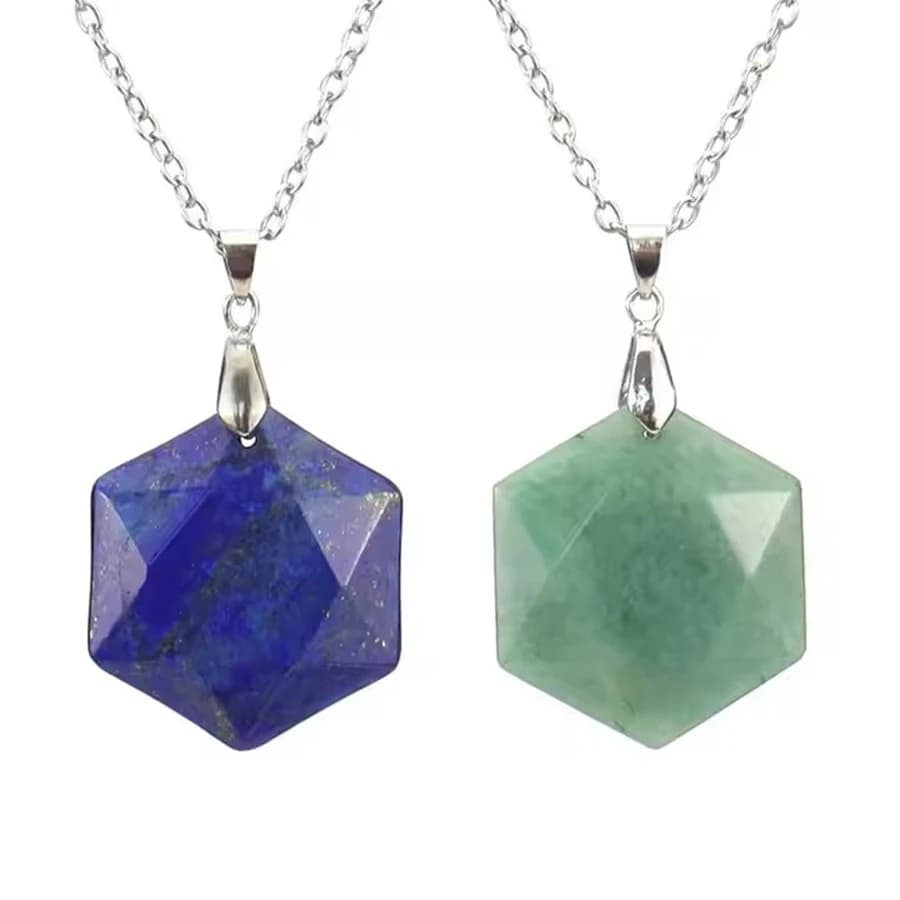 Collier pendentif en cristal pour hommes et femmes, pierre précieuse, obsidienne, améthyste, œil de tigre, lapis lazumovies, quartz rose, hexagramme