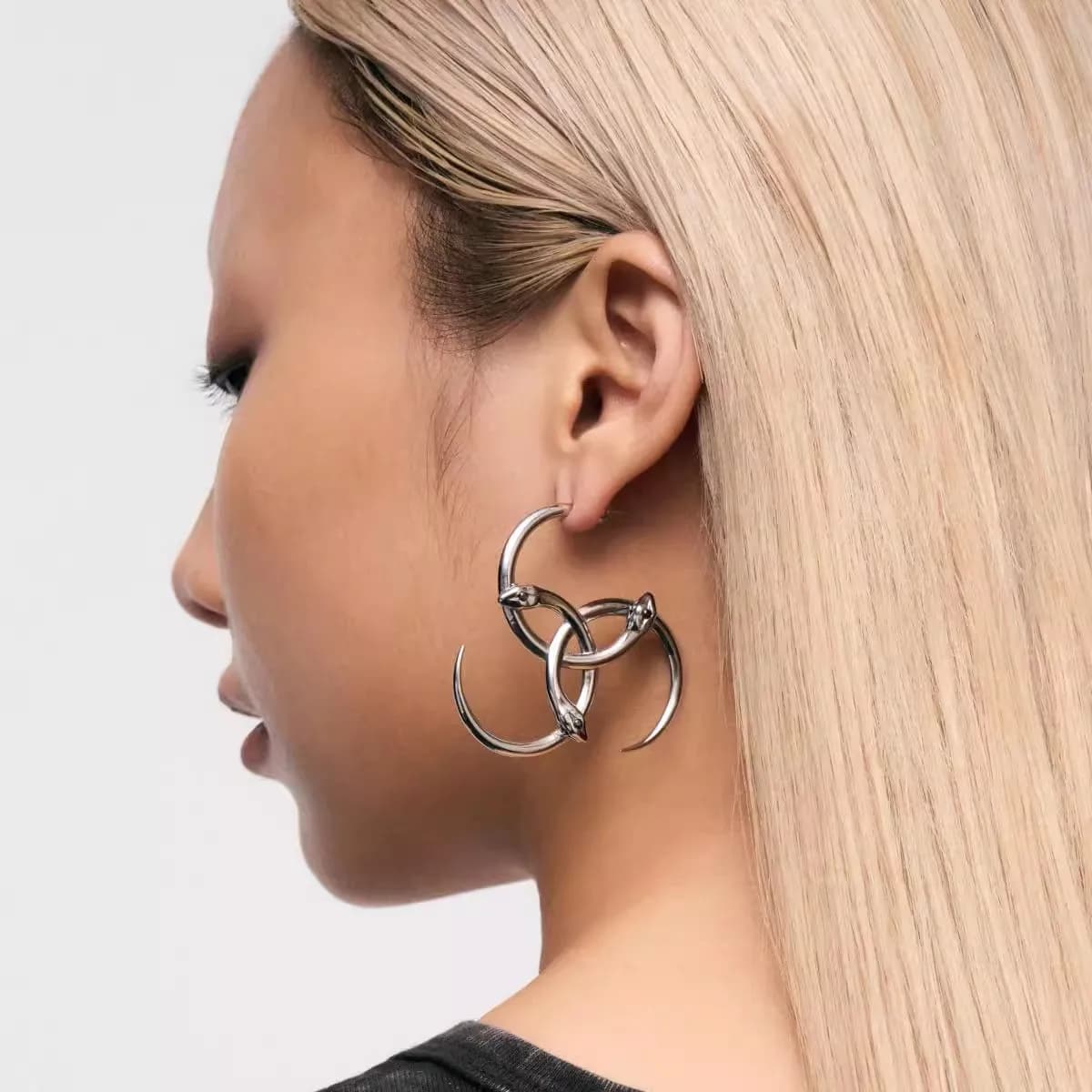 Exagérer punk HipHop Serpentine enroulement grand cerceau boucle d'oreille pendentifs gothique boucles d'oreilles Hip Hop Eardrop unisexe fête bijoux cadeau