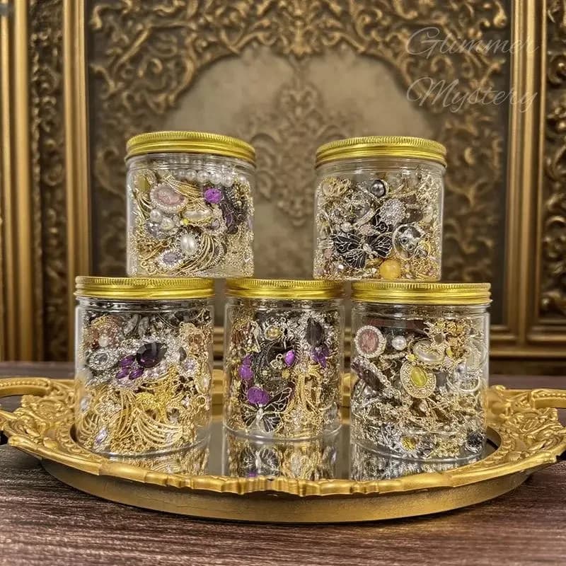 Boîte à bijoux mystérieuse avec petite boîte, collier, boucles d'oreilles, bagues et Bracelets, pierres précieuses multicolores, série rétro pour femmes
