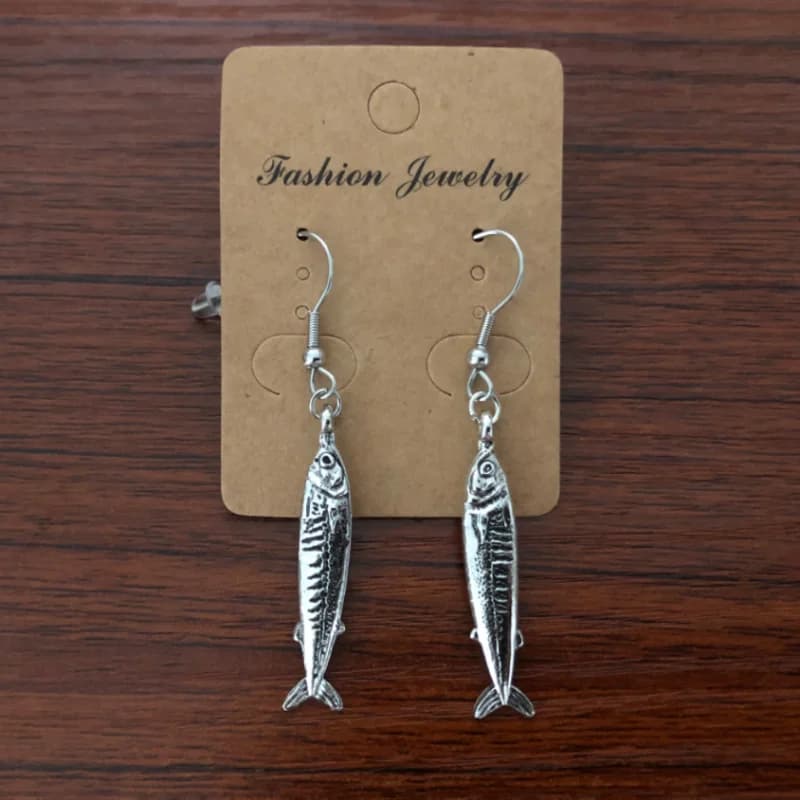 Boucle d'oreille poisson sardine, bijoux océan, style Boho, clou Pilchard, pendentif d'oreille tendance, cadeau