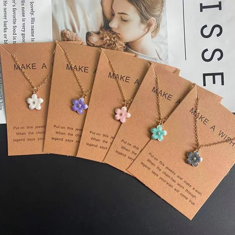 Collier pendentif fleur pour femmes, mode coréenne, mignon, romantique, ras du cou, couleur dorée, chaîne à maillons, bijoux de cou, cadeau, nouvelle collection