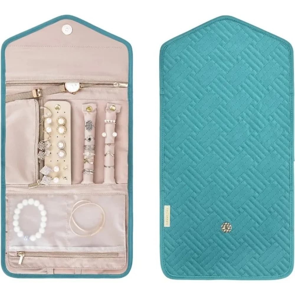 Sac de rangement pour bijoux en polyester, pochette zippée en coton, organiseur de bijoux, grande capacité, organiseur de bijoux enroulable