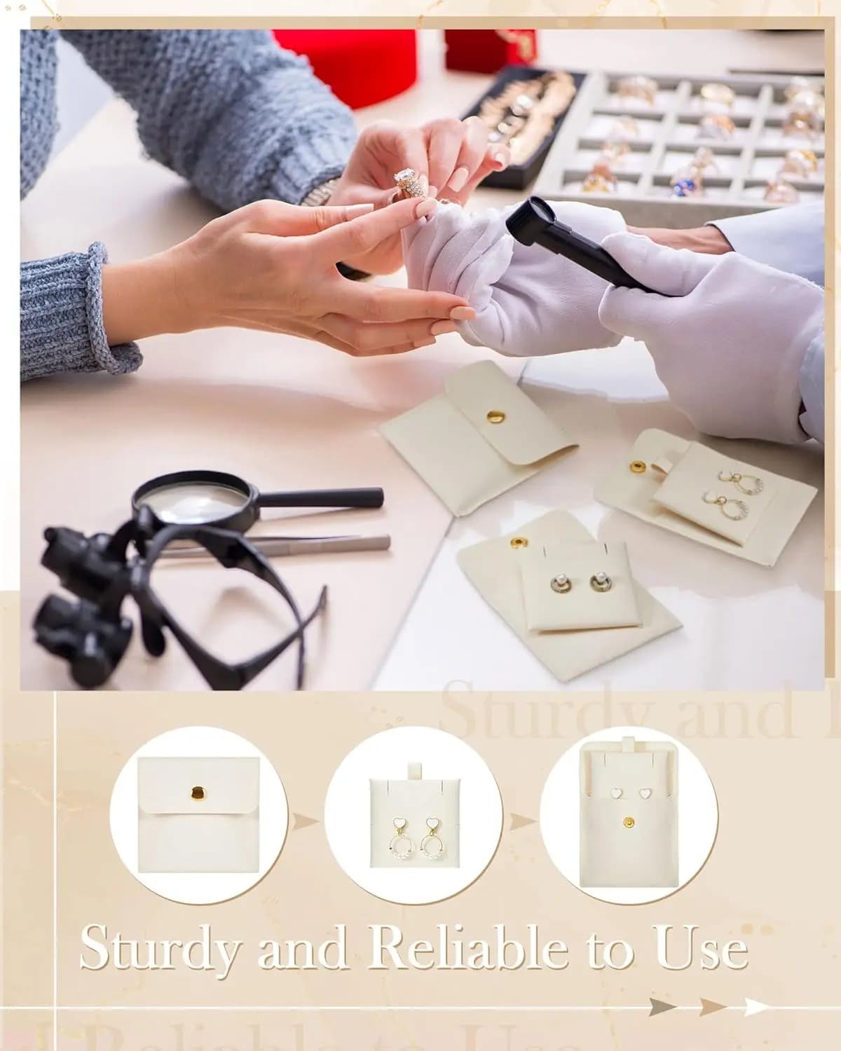 Sac d'emballage de bijoux pour bracelets, colliers, bagues, boucles d'oreilles, sacs d'emballage de voyage, 20 ensembles