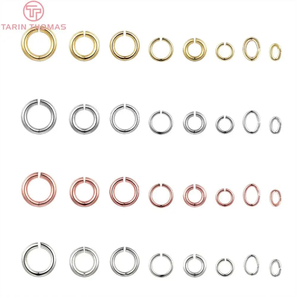 (3622) 50 pièces 24K couleur or véritable couleur argent plaqué laiton anneaux de saut anneaux fendus bijoux trouver boucles d'oreilles accessoires en gros