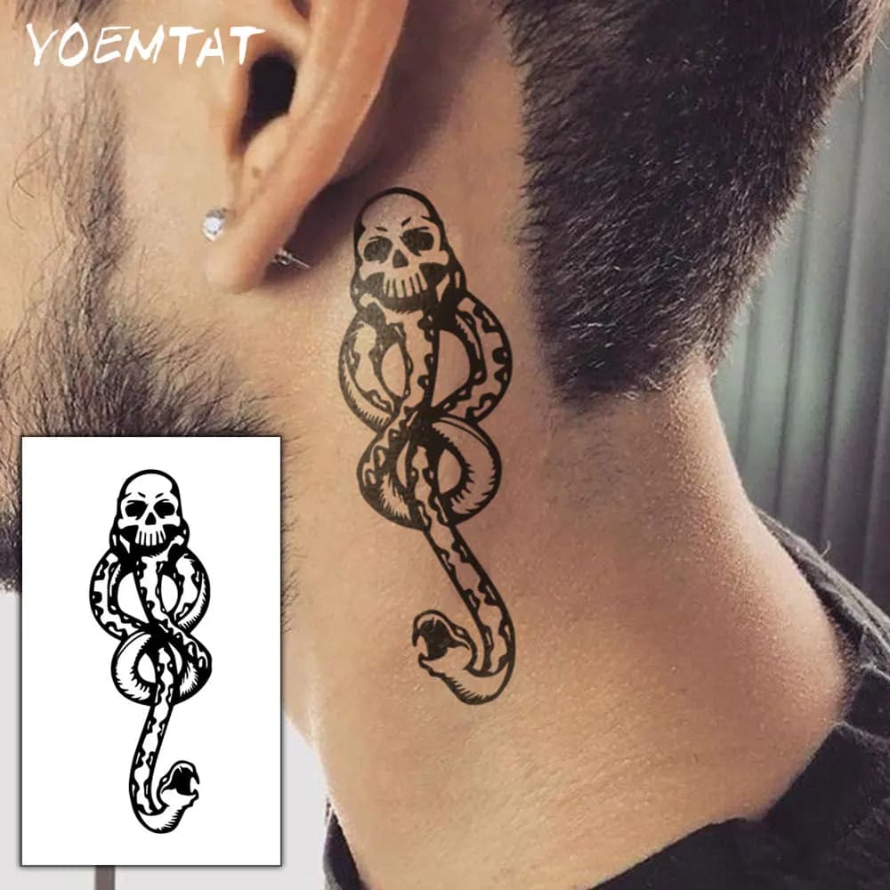 5 pièces mangeoires de mort marque sombre imperméable temporaire tatouage autocollant crâne serpent tête corps Art bras
