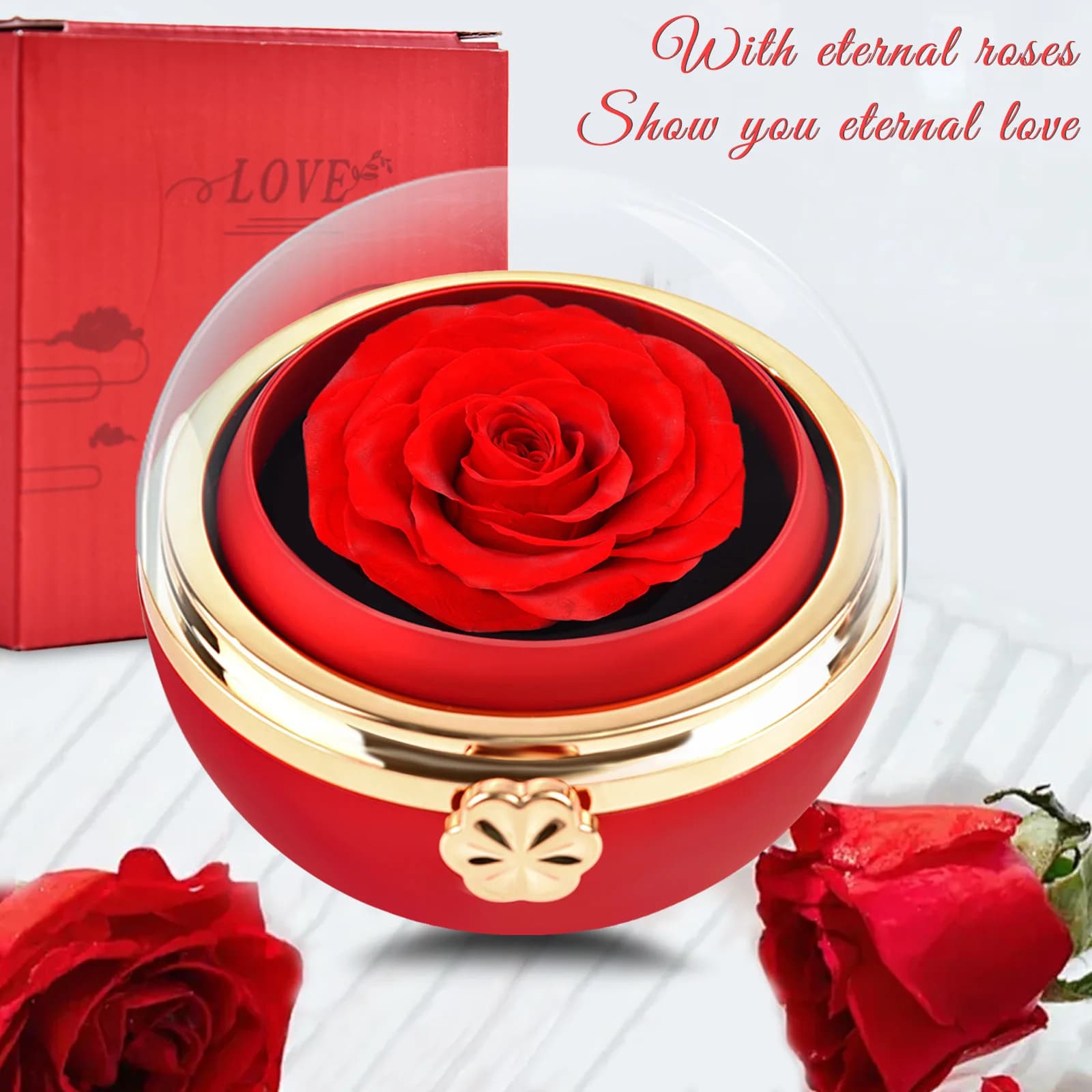 Boîte à bijoux ronde Rose éternelle, collier personnalisé avec nom gravé, pendentif en forme de cœur pour femmes, cadeau de noël pour la saint-valentin