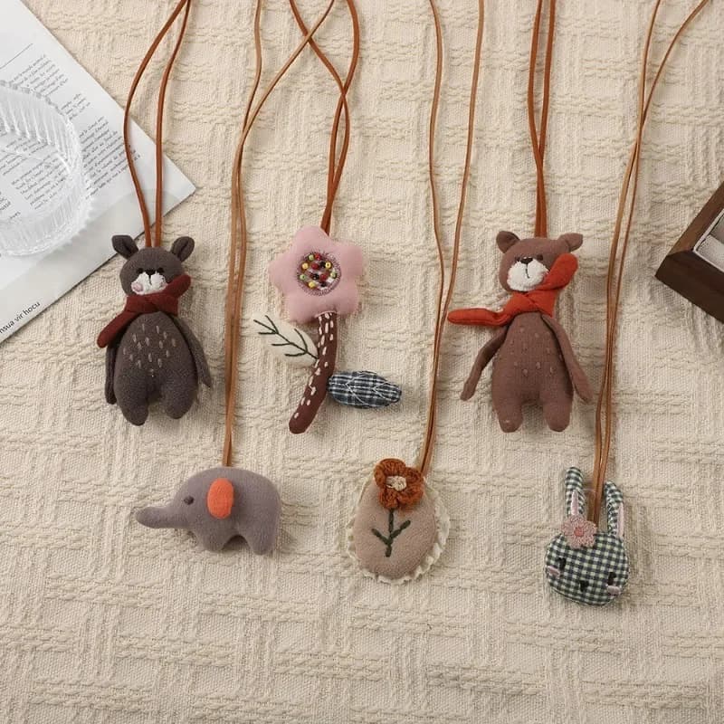 Collier Bébé Ours 3D Dessin Animé, Accessoires de Vêtements pour Enfants, Breloque de Sac Tricotée, Accessoires de Coiffure Faits Main DIY pour Garçons et Filles