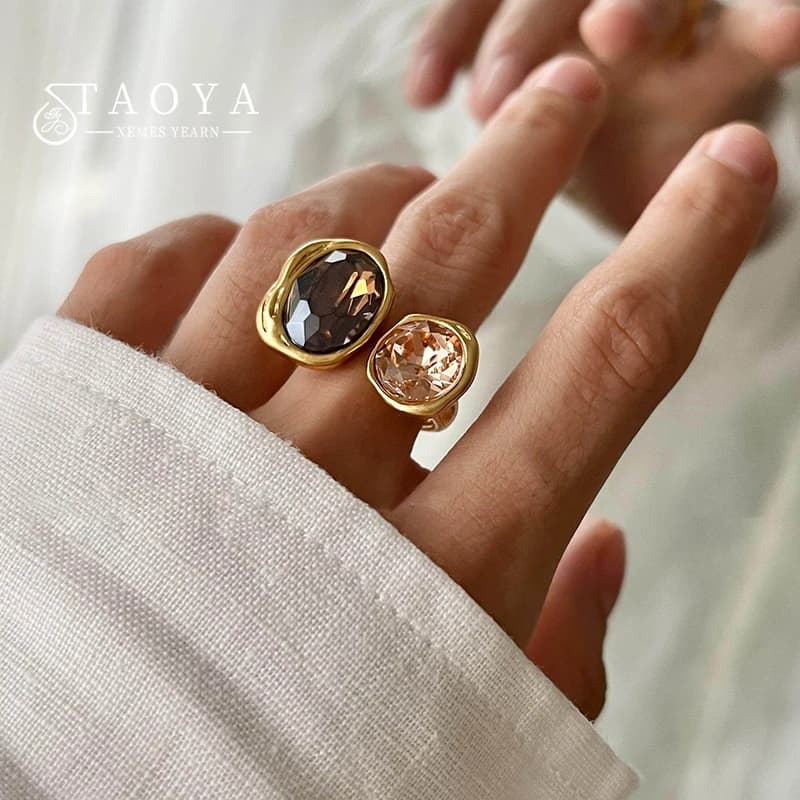 Bagues ouvertes contrastées en métal rétro européen et américain pour femmes, bijoux tendance, accessoires de doigt