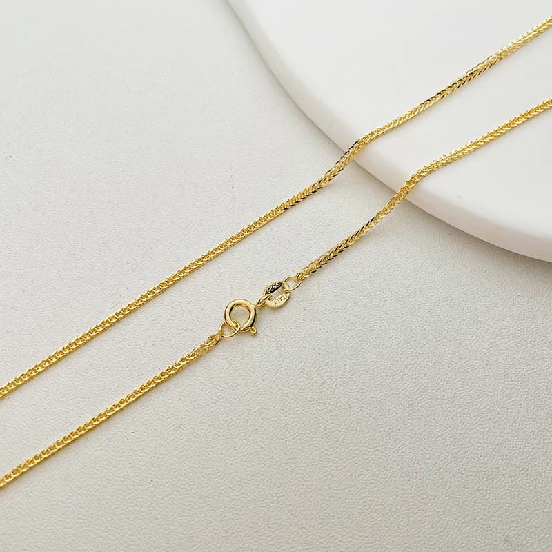 Collier chaîne Chopin en argent sterling 925 de 35 à 90 cm, 1,5 mm, couleur or, pour femmes et filles, bijoux italiens, Kolye Collane Collier Ketting