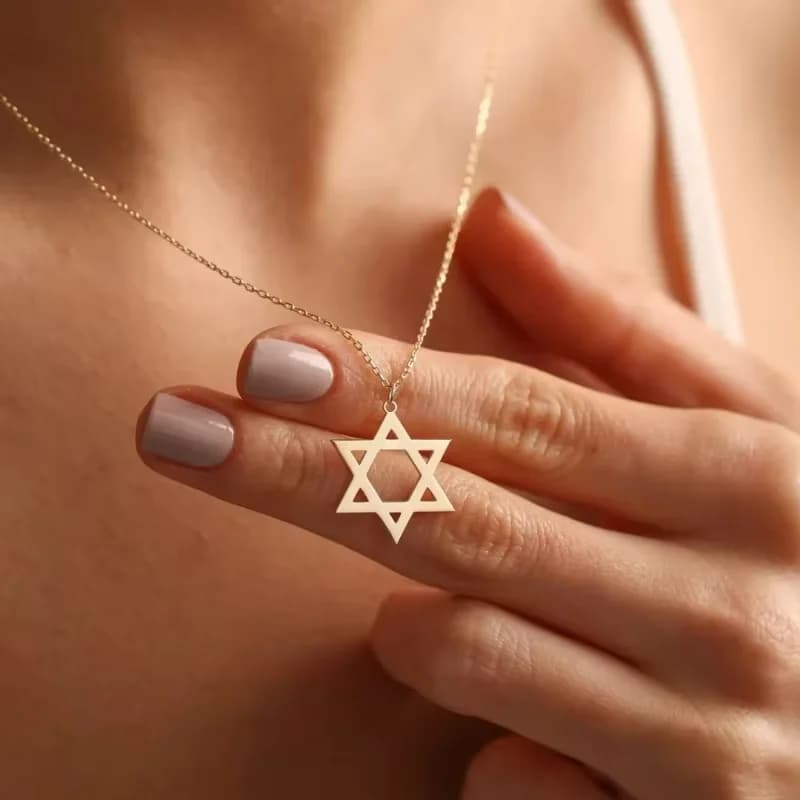Collier Étoile de David plaqué or 18 carats, pendentif Magen David creux, bijoux juifs pour femmes et hommes, collier porte-bonheur religieux
