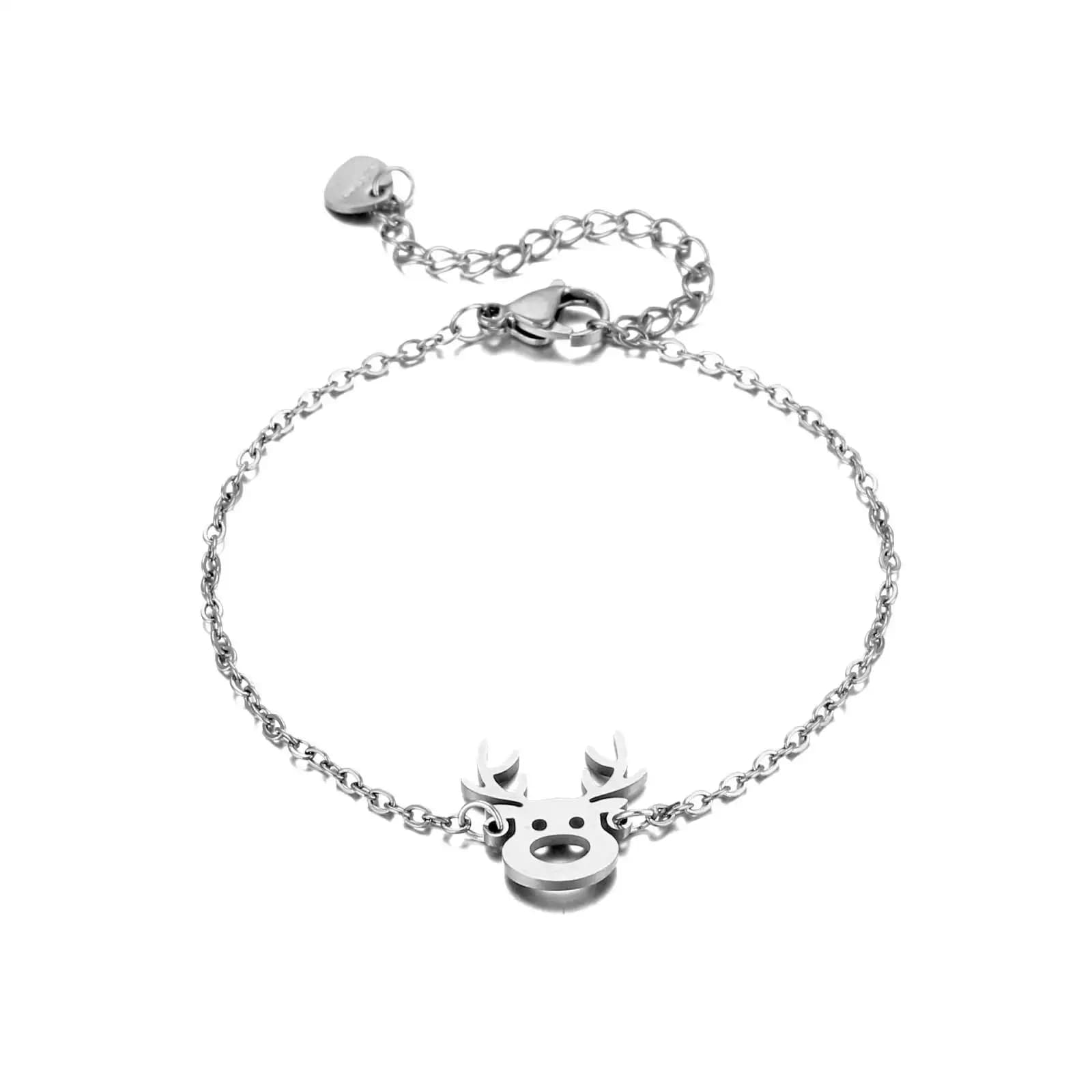 Bracelet de noël en forme de renne et d'élan pour femmes et hommes, bijoux en acier inoxydable, cadeaux de fête du nouvel an
