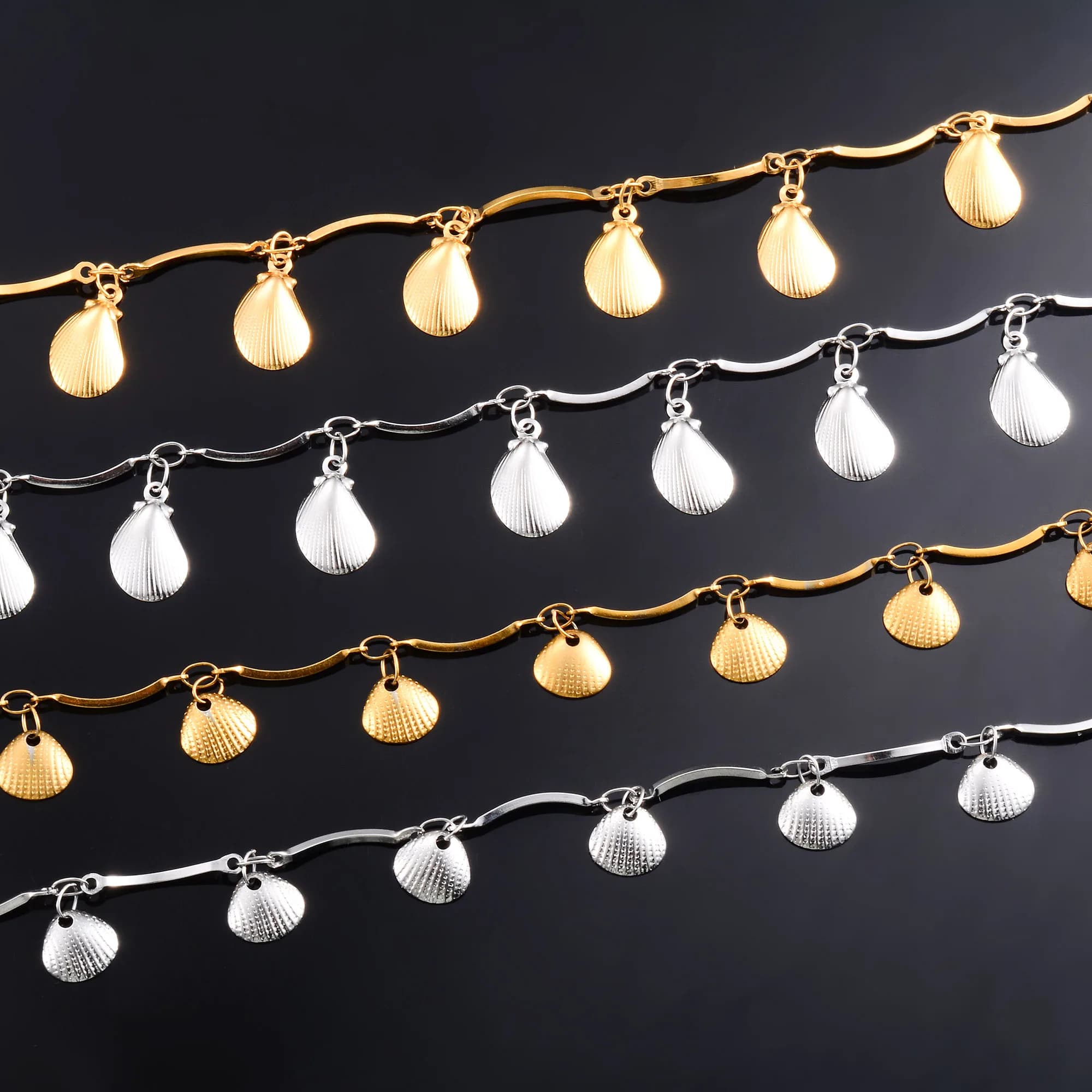 Collier Chic en acier inoxydable, chaîne en coquillage pour femmes et hommes, couleur argent/or, ras du cou à la mode, accessoire de bijoux en métal pour l'été