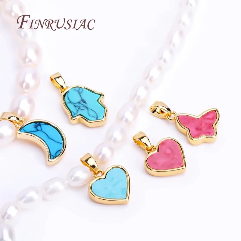 Pendentifs à géométrie Turquoise plaqués or véritable 18 carats pour la fabrication de colliers, pendentifs de connecteur de haute qualité, accessoires de bricolage, vente en gros