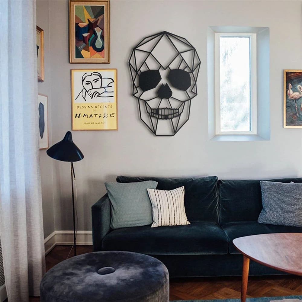 Crâne humain Halloween métal mur Art décor noir mat tenture murale décor pour la maison chambre salon salle de bain décoration murale