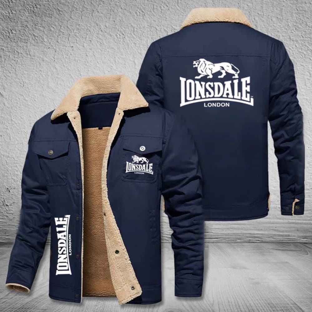 Veste à col pour hommes LONSDALE, veste décontractée en peau d'agneau chaude pour l'hiver, avec boutons et doublure en polaire épaisse, veste de travail