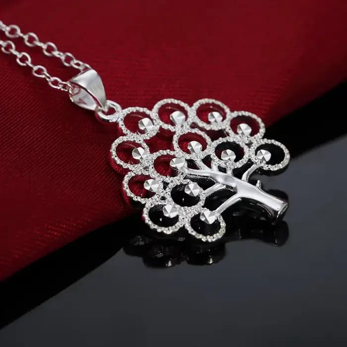 Collier en argent sterling 925 pour femme, bijoux élégants, pendentif en forme d'arbre, cadeaux de N