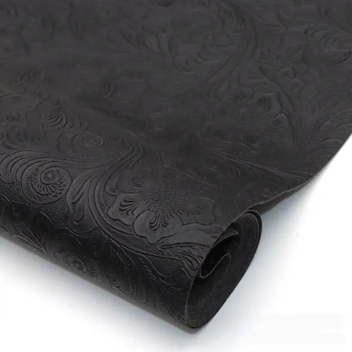 Tissu en Faux cuir à Texture florale épaisse, Non adhésive, Vintage, couture faite à la main, pour l