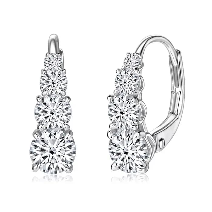 IOGOU luxe 1.86cttw plein Moissanite diamant cerceau boucles d'oreilles pour les femmes Original 925