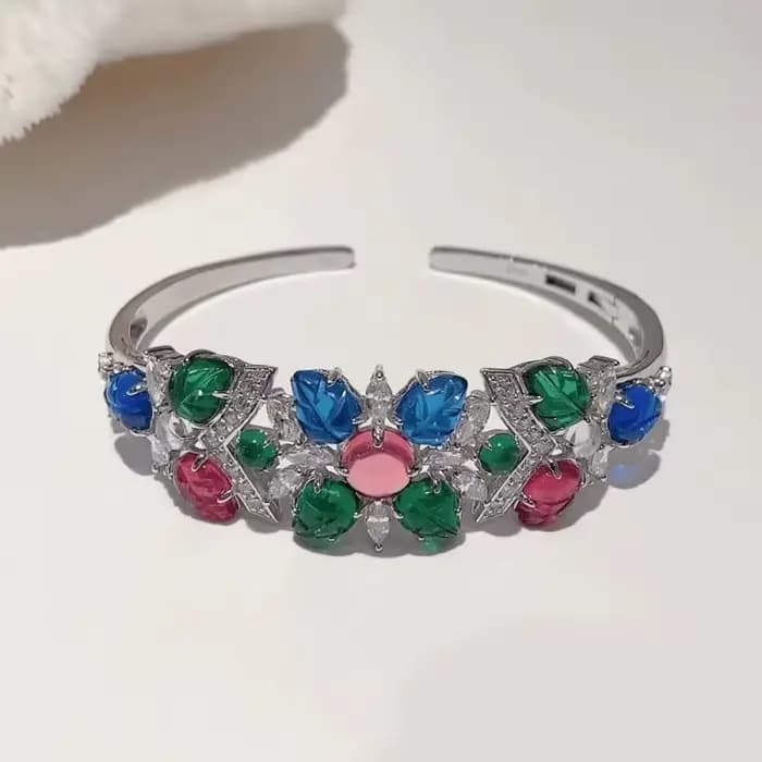 ZOCA-Bracelet en Argent Sterling 925 avec Pierres Précieuses Gravées, Bijou Coloré de Marque de Luxe