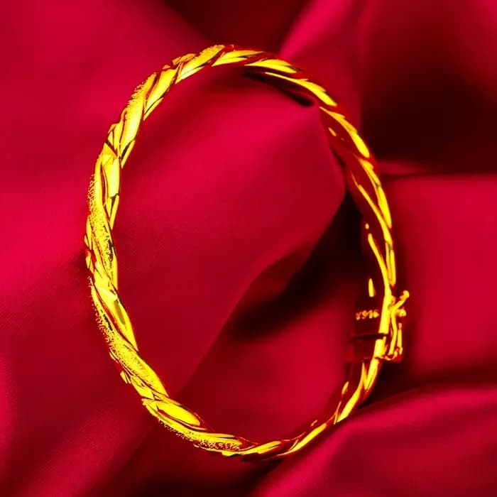 Bracelet en or massif 24 carats pur 9999 - Bijou rotatif haut de gamme à finition semi-intégrée sable et mate pour femme