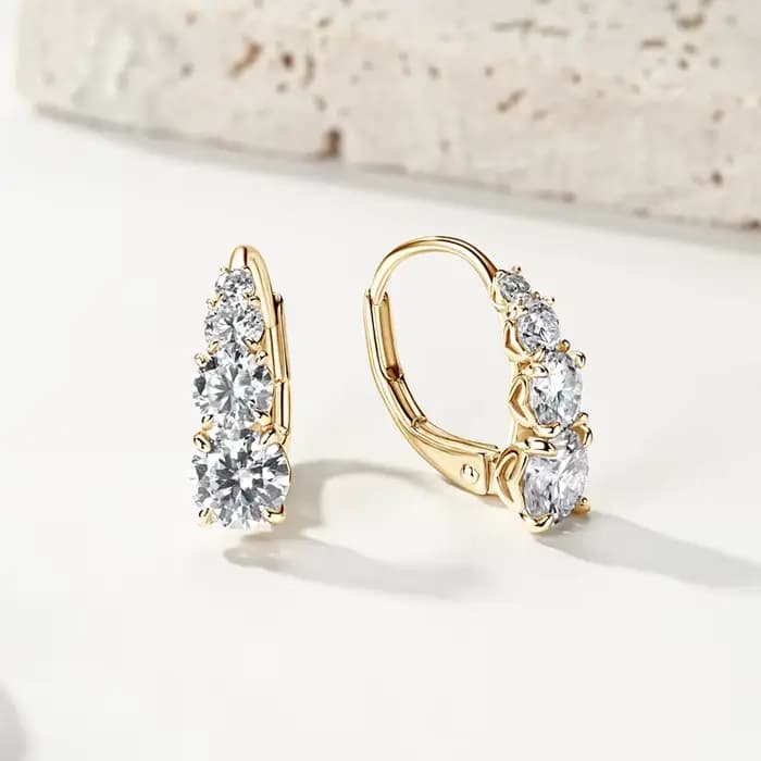 IOGOU luxe 1.86cttw plein Moissanite diamant cerceau boucles d'oreilles pour les femmes Original 925 en argent Sterling