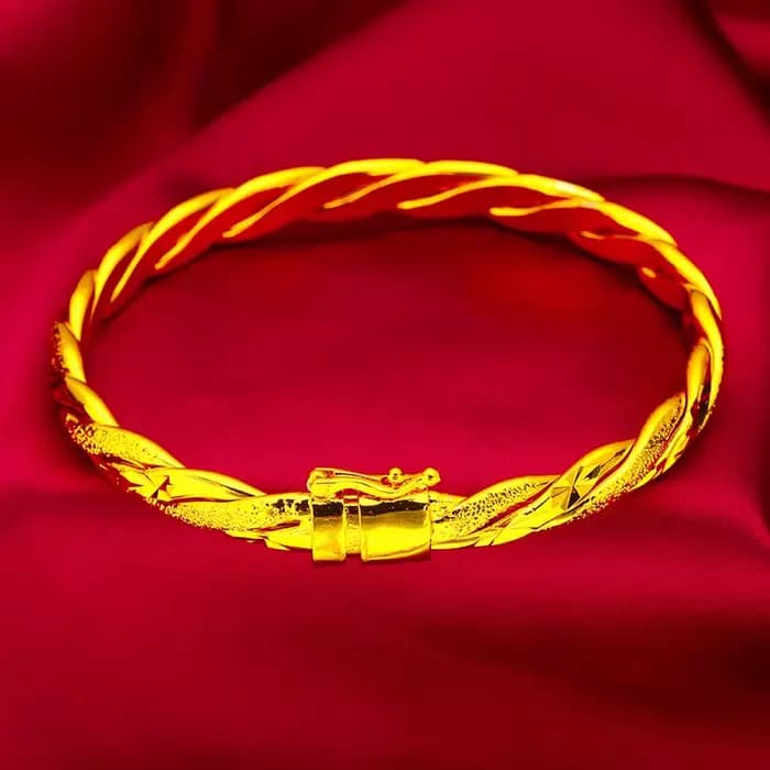 Bracelet en or massif 24 carats pur 9999 - Bijou rotatif haut de gamme à finition semi-intégrée sable et mate pour femme