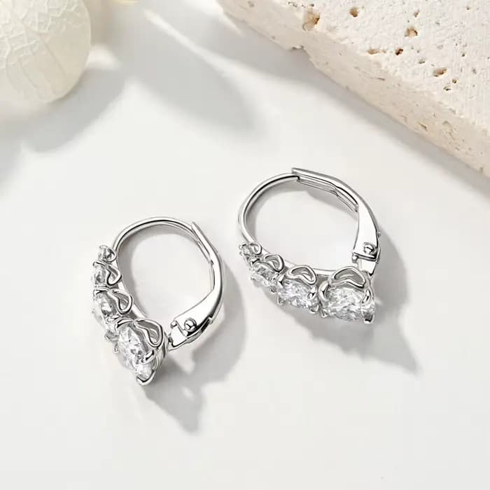 IOGOU luxe 1.86cttw plein Moissanite diamant cerceau boucles d'oreilles pour les femmes Original 925 en argent Sterling